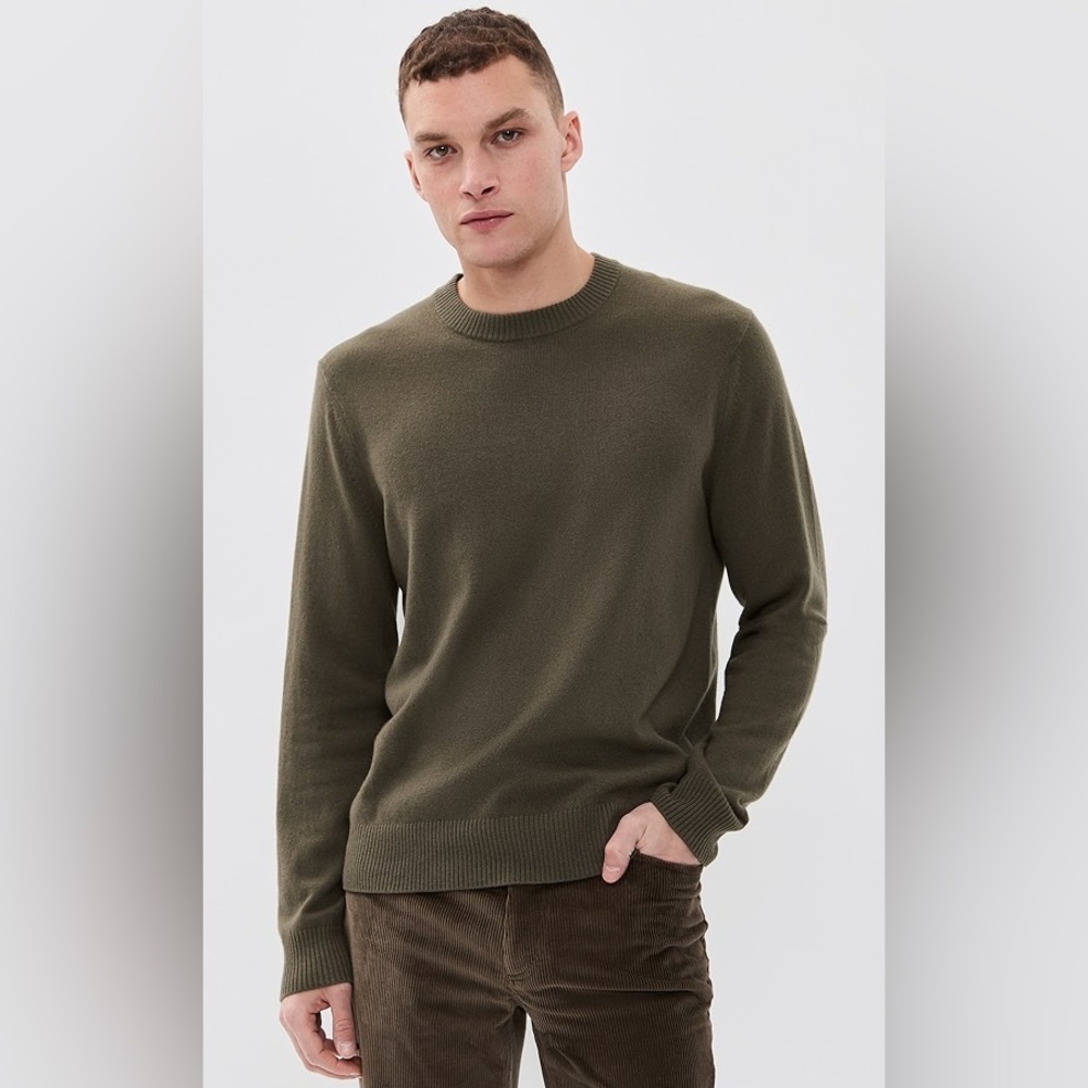 Theory Men's Green Hilles Crew Cashmere Sweater Crewneck